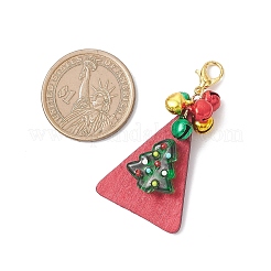 Décorations suspendues triangulaires en verre et bois pour sapin de Noël&nbsp;HJEW-JM04345