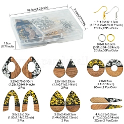 Kits de fabrication de boucles d'oreilles en résine opaque et bois de noyer&nbsp;DIY-FS0007-84