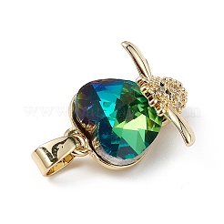 Colgantes de circonio cúbico transparente micro pavé de latón chapado en oro real de 18k&nbsp;KK-C015-32G-02