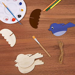 24 Stück 2 Stile Vogel unvollendete leere Holzanhänger Set für Malerei Kunst&nbsp;WOOD-SP0001-66