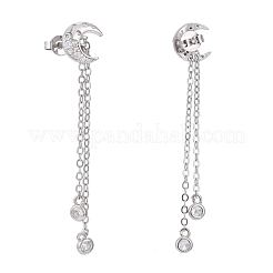 Boucles d'oreilles pendantes en laiton avec pavé de zircon cubique transparent&nbsp;EJEW-K083-16P