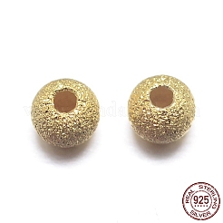 Echte 18k vergoldete runde 925 strukturierte Sterlingsilberperlen&nbsp;STER-M101-01-3mm