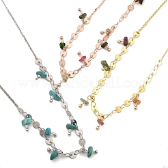 Collares de cadena de lentejuelas planas y rolo de latón para mujer&nbsp;NJEW-D302-55