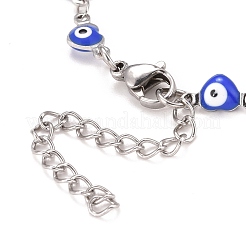 Emaille-Herz mit bösem Blick Gliederkettenarmband&nbsp;BJEW-P271-07P-04