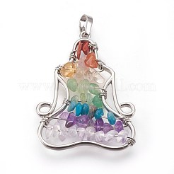 Colgantes de chakra de piedras preciosas mixtas naturales y sintéticas&nbsp;X-G-I212-01
