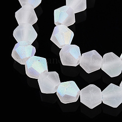 Imitez des brins de perles en verre givré bicône en cristal autrichien&nbsp;EGLA-A039-T4mm-MB13