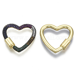 Messing Micro Pave Zirkonia Schraube Karabiner Schloss Charms&nbsp;ZIRC-N039-016B-NF