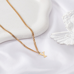 Collier avec pendentif lettre en acier inoxydable 304&nbsp;NJEW-LP0001-33Y-G