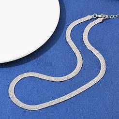 Collares de cadena de serpiente plana de acero inoxidable 201 de 6 mm para mujeres y hombres.&nbsp;NJEW-Z089-02P