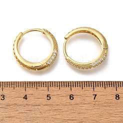 Orecchini a cerchio con micro pavé di zirconi in ottone placcato cremagliera&nbsp;EJEW-H143-25G