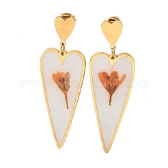 Ohrstecker aus Edelstahl mit Herz- und Blumenmuster&nbsp;EJEW-D303-02G