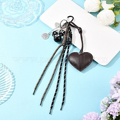 Kunstlederherz & Polyesterschnur & Billard-Harzperlen-Anhängerdekorationen&nbsp;HJEW-JM04419-02