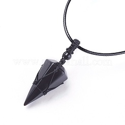 Natürliche Obsidian Anhänger Halsketten&nbsp;NJEW-E140-A03