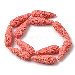 Fili di perline intagliate di corallo sintetico&nbsp;CORA-C003-09A-03