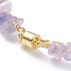 Pulsera de cuentas de amatista lavanda natural con cuentas y perla de concha&nbsp;BJEW-TA00078-02