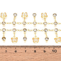 Messing Glas Schmetterling Charm Gliederketten&nbsp;CHC-T018-12B-G