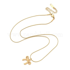 PVD-Vakuumbeschichtung 304 Edelstahl Bowknot Anhänger Runde Schlangenkette Halsketten für Frauen&nbsp;NJEW-Z044-11G