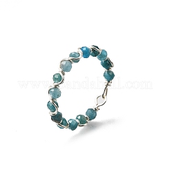 Anello da dito con perline intrecciate con pietre preziose naturali&nbsp;RJEW-TA00217-02