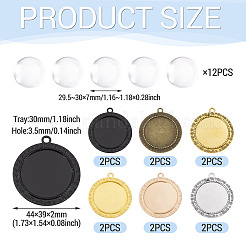 12pcs 6 Farben Legierung Anhänger Cabochon Einstellungen&nbsp;FIND-TA0009-80