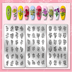 Plantillas de arte de uñas diy de acero inoxidable&nbsp;MRMJ-WH0092-087