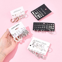 5 Sets 5 Stile Legierung & Kunststoff Perle & Acryl & Strass Ohrring-Sets&nbsp;EJEW-FS0001-24