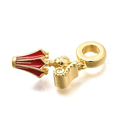 Badminton-Anhänger aus Messing und Emaille&nbsp;KK-C087-11G-02