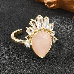 Bagues en laiton et quartz rose naturel&nbsp;GG-CBACC2B-07G-08
