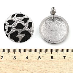 Orecchini a bottone in ottone e smalto con stampa leopardata per donna&nbsp;EJEW-U055-15A-P