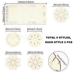 12 Stück 6 Stile Holzflechtscheiben&nbsp;AJEW-GA0009-99