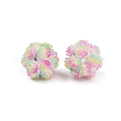 Strassperlen aus Polymer Clay mit geprägten leuchtenden Acrylrosen&nbsp;CLAY-H003-06