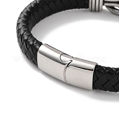 Geflochtene Armbänder aus schwarzem PU-Leder für Herren&nbsp;BJEW-K243-19AS