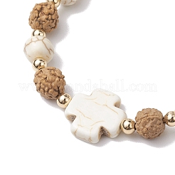 8 mm runde geflochtene Perlenarmbänder aus synthetischem Magnesit und Rudraksha&nbsp;BJEW-JB10346