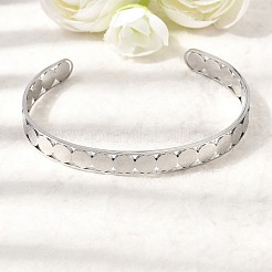 Brazaletes abiertos de acero inoxidable 201 para mujer&nbsp;BJEW-Z162-01P