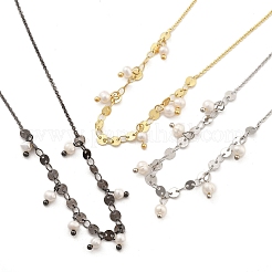Collane in ottone rolo e catene piatte con paillettes per donna&nbsp;NJEW-D302-56