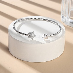 Bracelet manchette ouvert en zircone cubique transparente&nbsp;BJEW-G737-01P-04