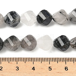 Natürliche turmalinierte Quarz / schwarze Rutilquarz Perlen Stränge&nbsp;G-C267-B02