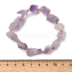 Braccialetti elasticizzati da donna con pepite di ametista grezza naturale.&nbsp;GG-CBA2C9C-03