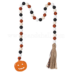 Halloween runde Wandornamente aus Naturholzperlen&nbsp;HJEW-WH20004-15