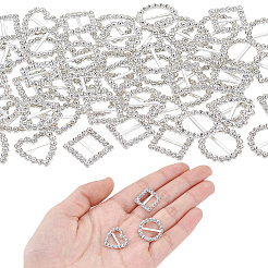 60 Stück 3 Stile Legierung Strass Schiebeschnallen&nbsp;FIND-CY0001-92