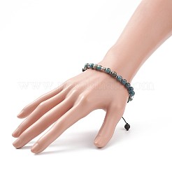 Geflochtenes Perlenarmband aus natürlichem Apatit und Lavagestein&nbsp;BJEW-TA00188-04