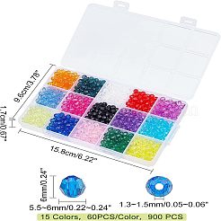 900 pz 15 colori perline acriliche trasparenti&nbsp;TACR-FH0001-10