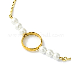 Braccialetti con cursore a catena con perle rotonde e anelli in ottone da donna&nbsp;BJEW-JB10746