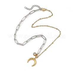 Colliers pour femmes avec pendentif croissant de lune en acier inoxydable 304 bicolore et chaînes assorties&nbsp;NJEW-JN06596