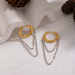 Boucles d'oreilles créoles bicolores en acier inoxydable 304&nbsp;RC0158