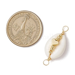 Conectores con forma de concha envueltos en alambre de cobre con concha de cauri natural&nbsp;PALLOY-JF02939-02