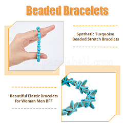 Set di braccialetti elasticizzati con perline turchesi sintetiche da 4 pz&nbsp;BJEW-FI0001-82