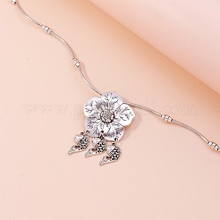 Vintage-Halsketten mit Blumenanhänger aus Legierung für Damen&nbsp;WGEB73F-01