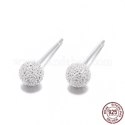 Orecchini a bottone in argento sterling con texture&nbsp;EJEW-L202-004A