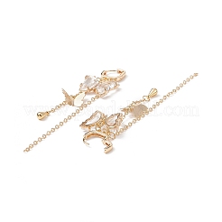 Orecchini pendenti a farfalla in vetro con zirconi chiari&nbsp;EJEW-TA00153-04