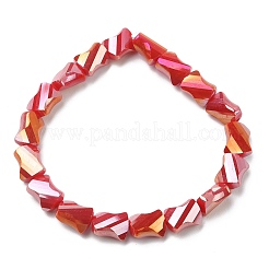 Bracciale elasticizzato con perline rettangolari intrecciate in vetro&nbsp;BJEW-JB09552